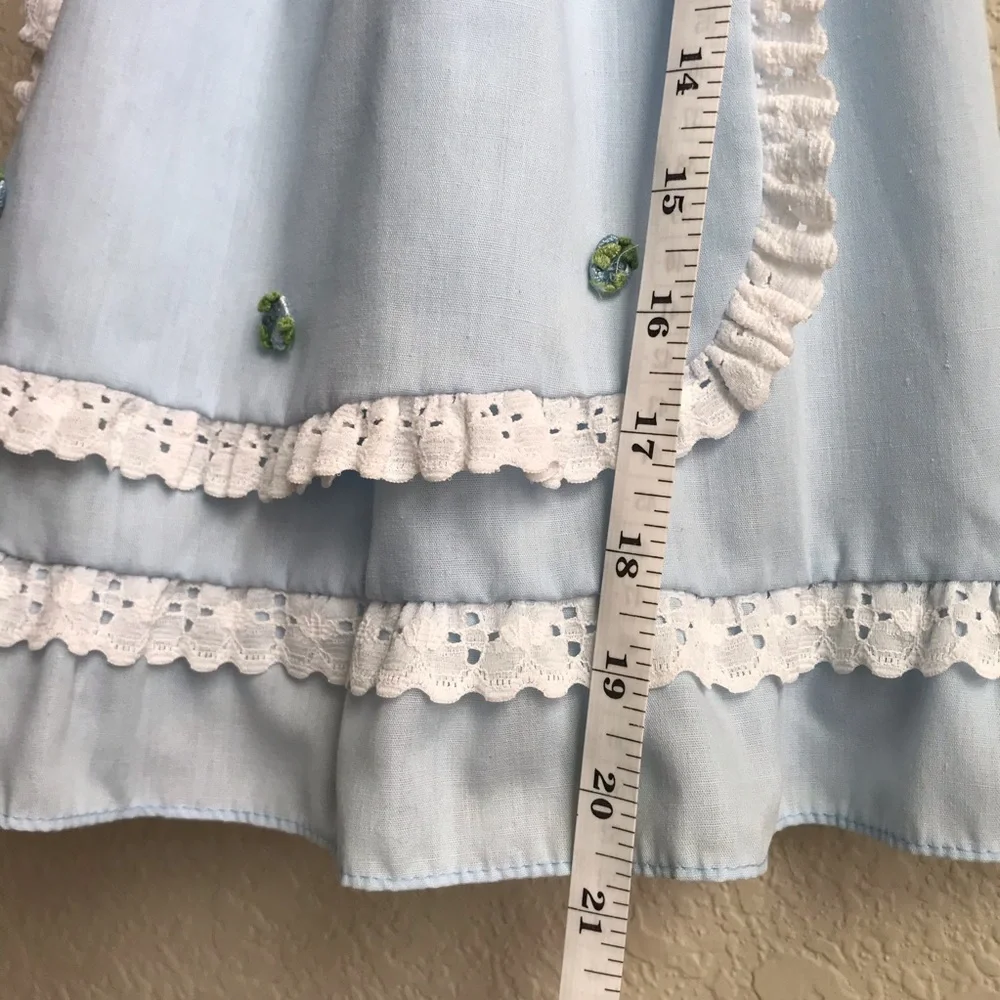 Vintage Evy of California Blue Apron Lace Dress